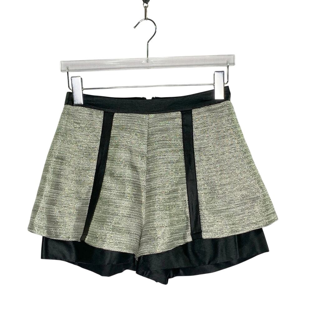 Whitney Eve Metallic Thread Shorts 6 NEW Silver Black Night Out Party